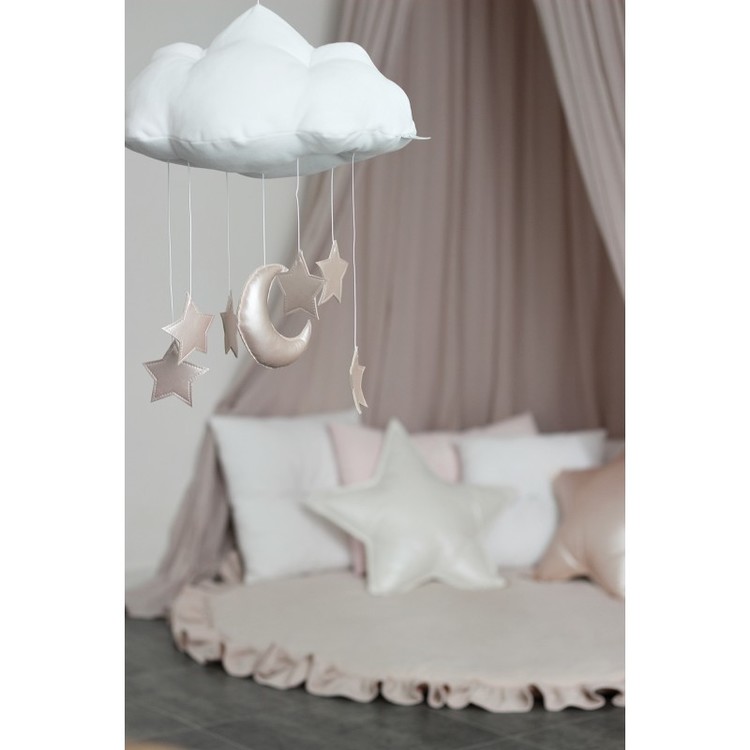 Sängmobil vit moln med rosa stjärnor, Cotton & Sweets 
