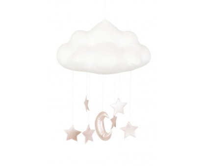 Sängmobil vit moln med rosa stjärnor, Cotton & Sweets