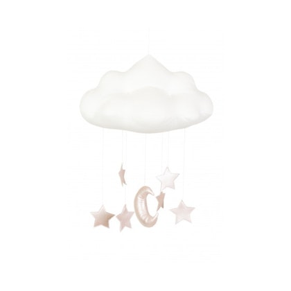 Sängmobil vit moln med rosa stjärnor, Cotton & Sweets