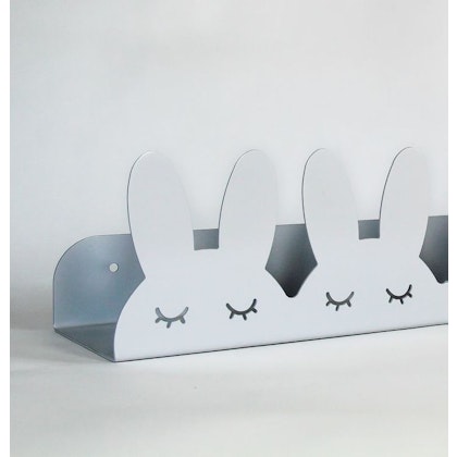 Hylla kaniner i metall till barnrummet, grå