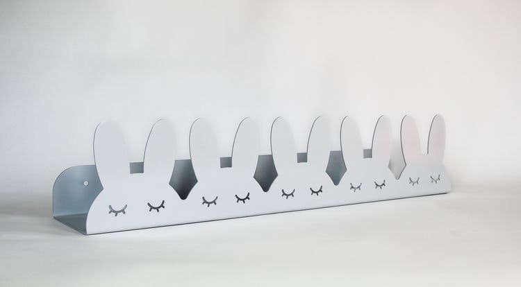 Shelf rabbits in metal for children's room, grey 