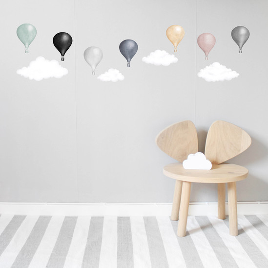 Ljusgrå Luftballonger väggklistermärken, Stickstay 
