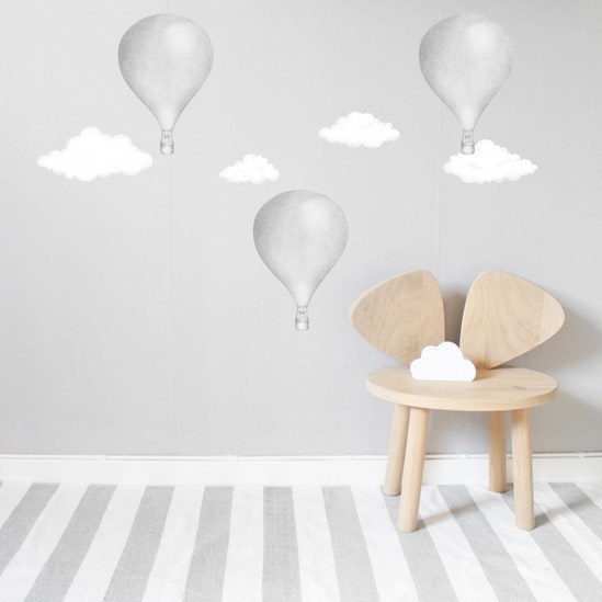 Ljusgrå Luftballonger väggklistermärken, Stickstay 