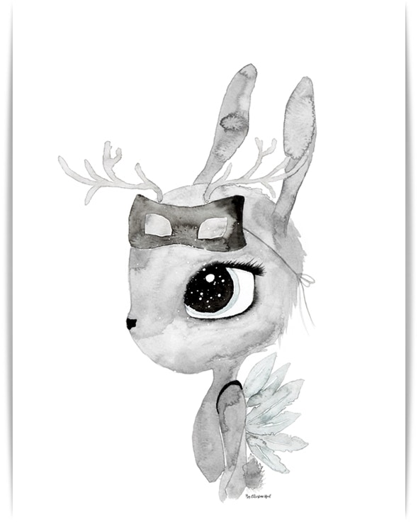Poster Deer A3, By Christine Hoel, Tavla till barnrummet 