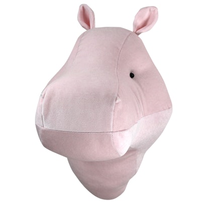 Animal head pink hippo, wall decoration for children's room