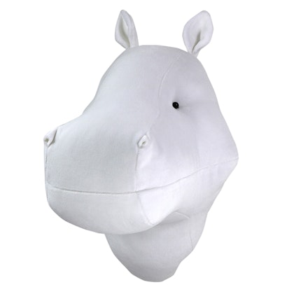 Animal head white hippo, wall decoration for children's room