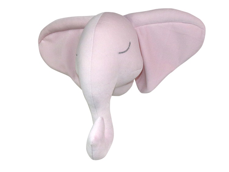 Animal head pink elephant, wall decoration for children's room 