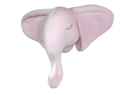 Animal head pink elephant, wall decoration for children's room
