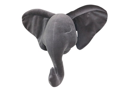 Djurhuvud grå elefant, väggdekoration till barnrummet