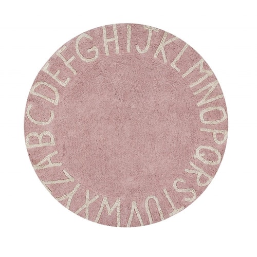 Lorena Canals rund matta till barnrummet, abc rosa