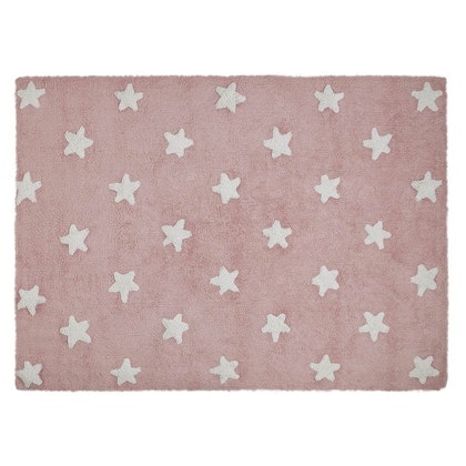 Lorena Canals matta till barnrummet 120 x 160, stars pink/white