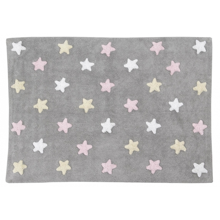Lorena Canals matta till barnrummet 120 x 160, tricolor stars 