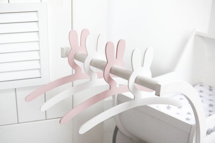 Rabbit hanger pink, child hangers 3-pack 