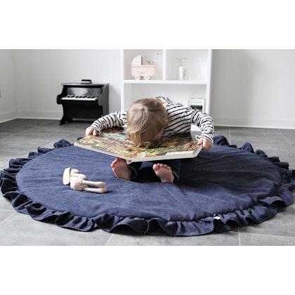 Dark blue play mat Basic with ruffles, Cotton & Sweets