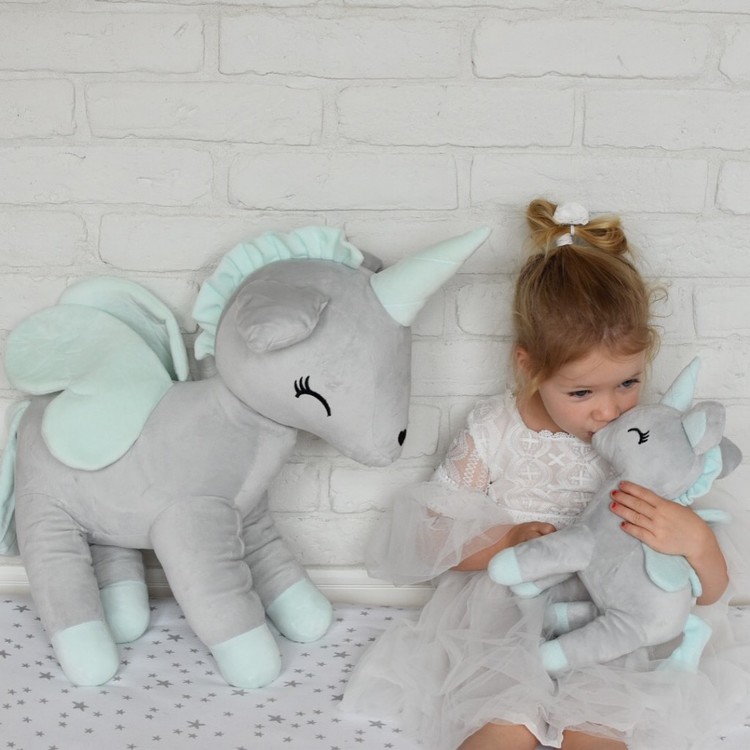 Cuddly toy, grey unicorn XL 