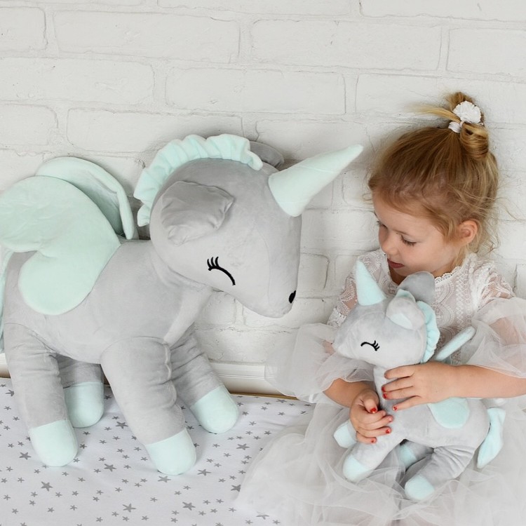 Cuddly toy, grey unicorn XL 