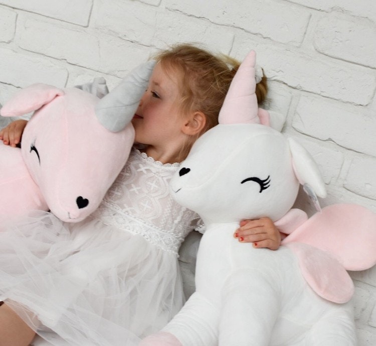 Cuddly toy, pink unicorn XL 