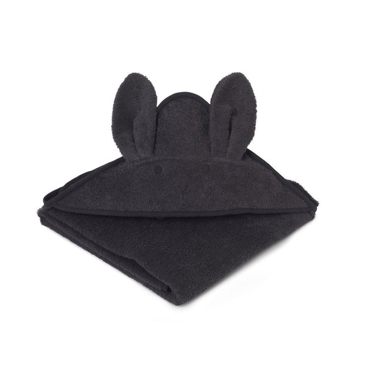 Liewood Hooded towel, Augusta Rabbit Dark Grey 