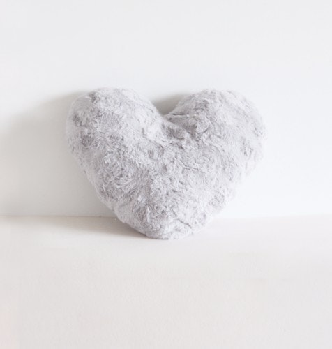 Cushion, luxurious grey plush heart, Fayne 