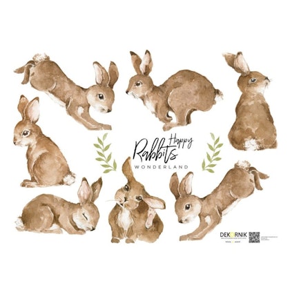 Väggklistermärken Kaniner, Happy Wonderland