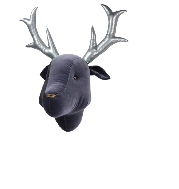 Animal head grey/silver deer wall decoration 