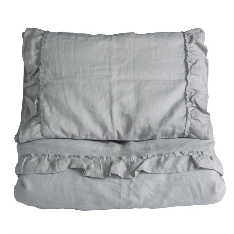 Ng Baby duvet cover in linen with Flounce, Light grey 