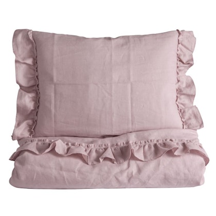 Ng Baby duvet cover in linen with Flounce, Light pink