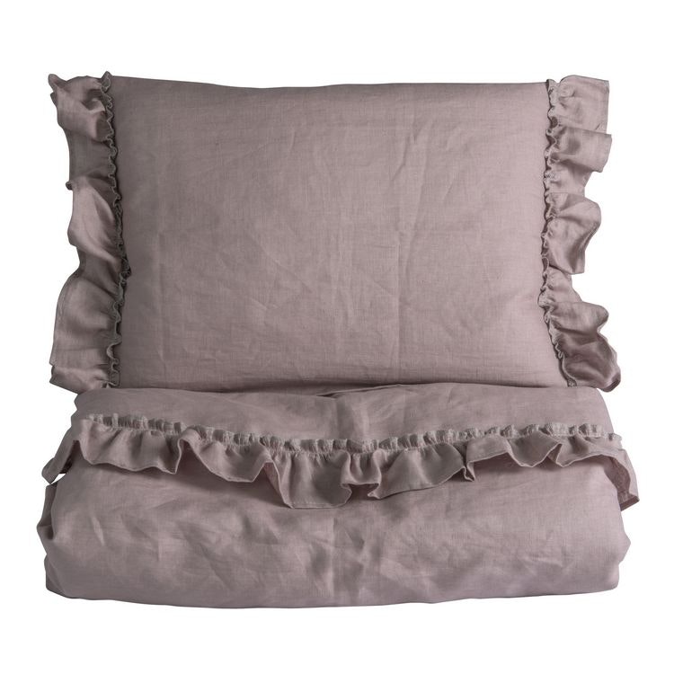 Ng Baby duvet cover in linen with Flounce, Powder pink 