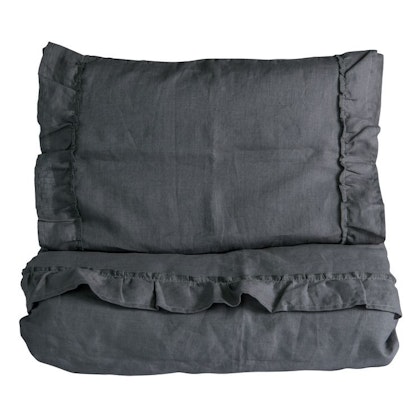 Ng Baby duvet cover in linen with Flounce, Graphite