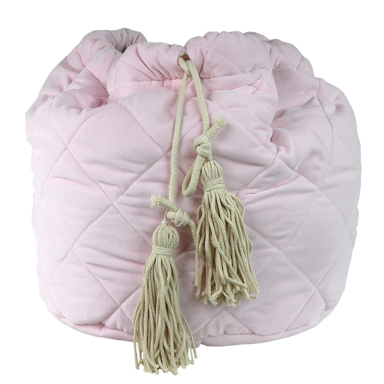 Pink velvet storage basket 