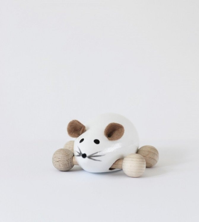 Molly mouse, white wooden figure, Ella & Frederik 