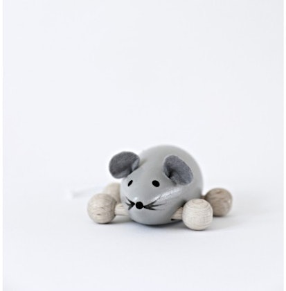 Molly mouse, grey wooden figure, Ella & Frederik