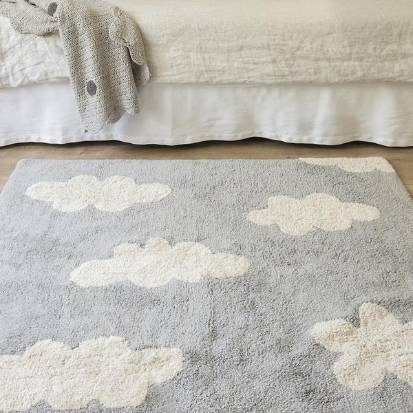 Lorena canals matta till barnrummet 120 x 160, grå moln babylove.se