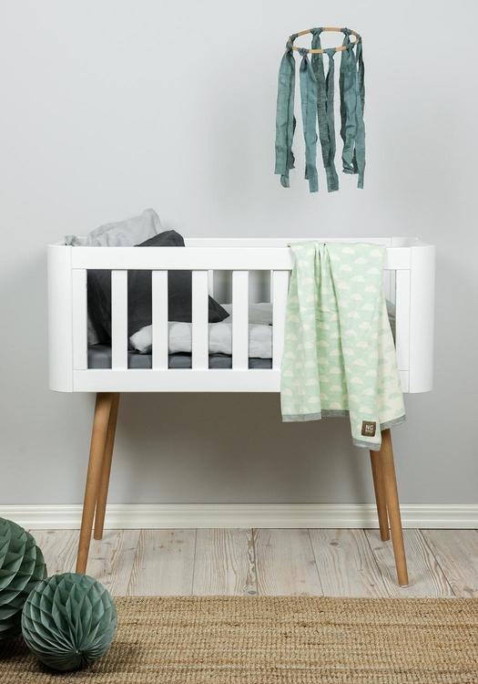 Troll baby bed, retro crib in white and wood Troll baby bed, retro crib in white and wood