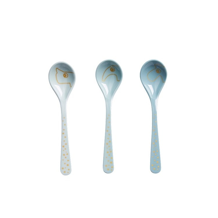 Done by Deer Happy Dots Spoon 3-pack ,gold/blue 