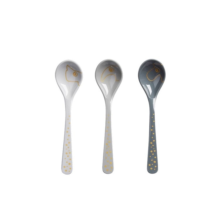 Done by Deer Happy Dots Spoons 3-pack ,gold/grey 