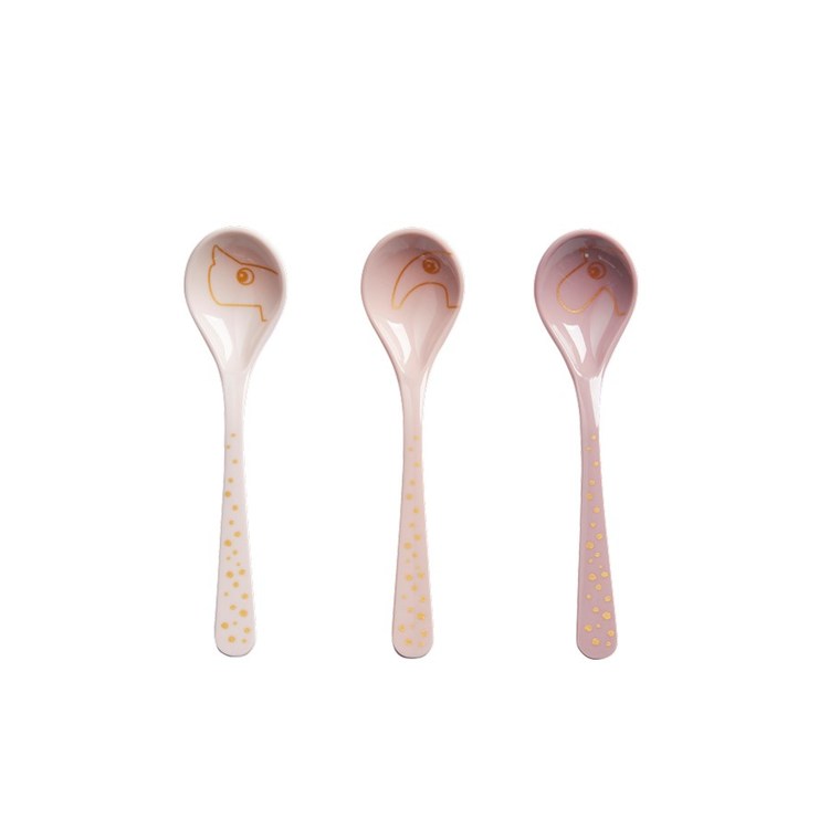 Done by Deer Happy Dots Spoon 3-pack, gold/pink 