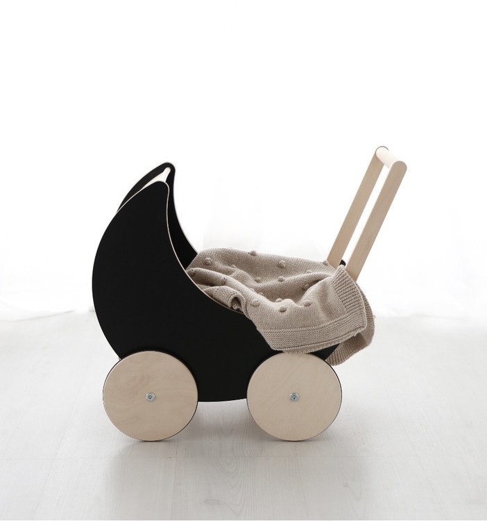 Wooden black Doll pram , Ooh Noo 