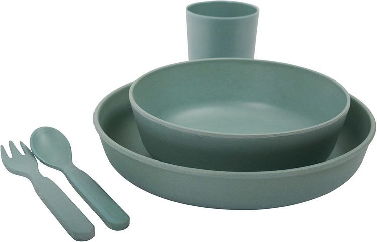 Filibabba, bamboo dinner set olive green, 5 pieces 