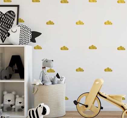 Wall stickers small gold clouds, set of 28