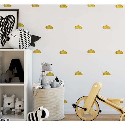 Wall stickers small gold clouds, set of 28