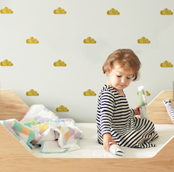 Wall stickers gold clouds, set of 10 pieces