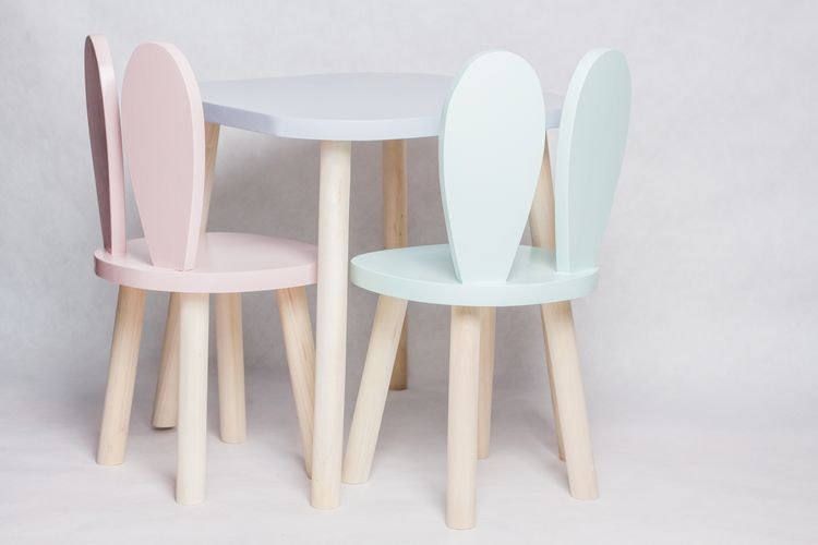 Children's furniture, two rabbit chairs and table 