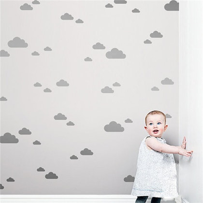 Wall stickers small silver clouds, set of 28