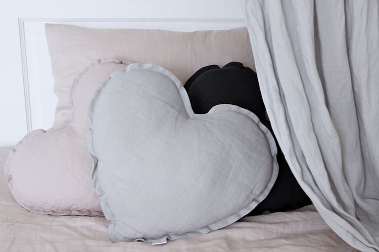 Pillow grey heart of linen, Cotton&Sweets 