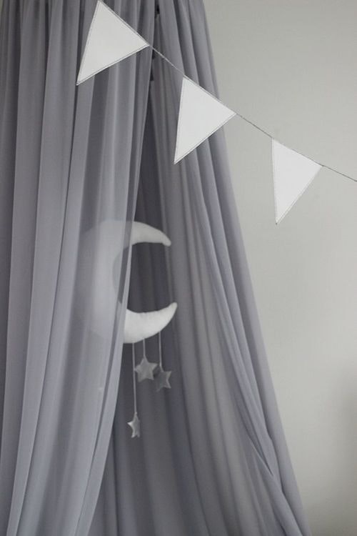 Grey bed canopy for children's room with Led-lights, Cotton & Sweets 