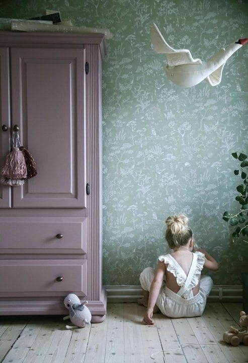 Sandberg Wallpaper, Hollie Green/ pistachio - Babylove.se