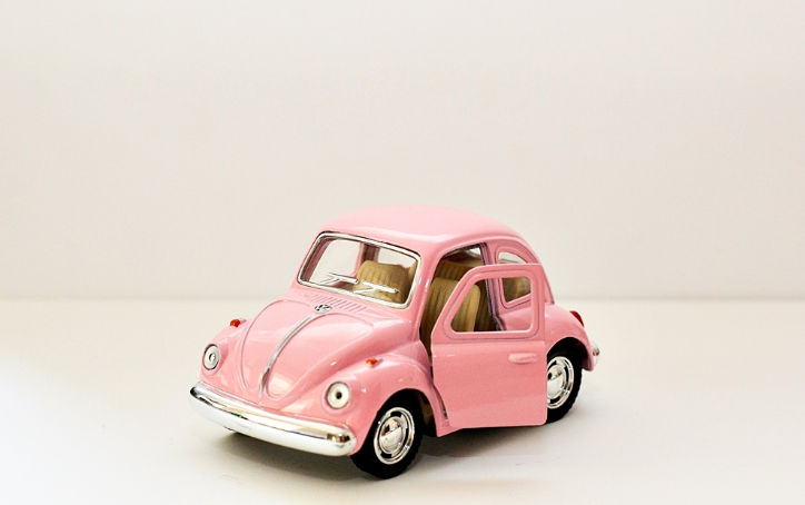 Toy car large Volkswagen pastel beetle pink 