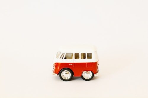 Toy car Volkswagen pastel bus mini dark red 
