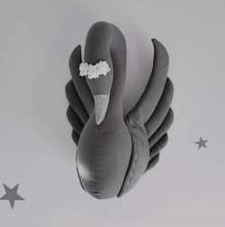 Graphite swan of linen, wall decoration